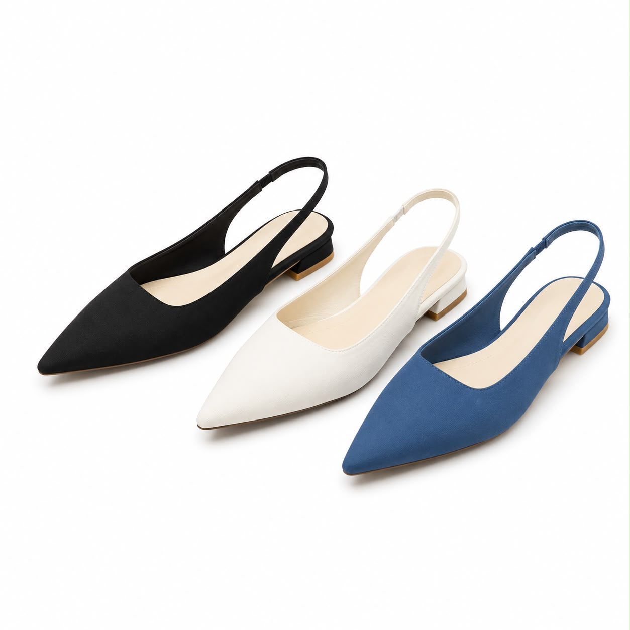 Escarpins Slingback à Bout Pointu et Talon Bas