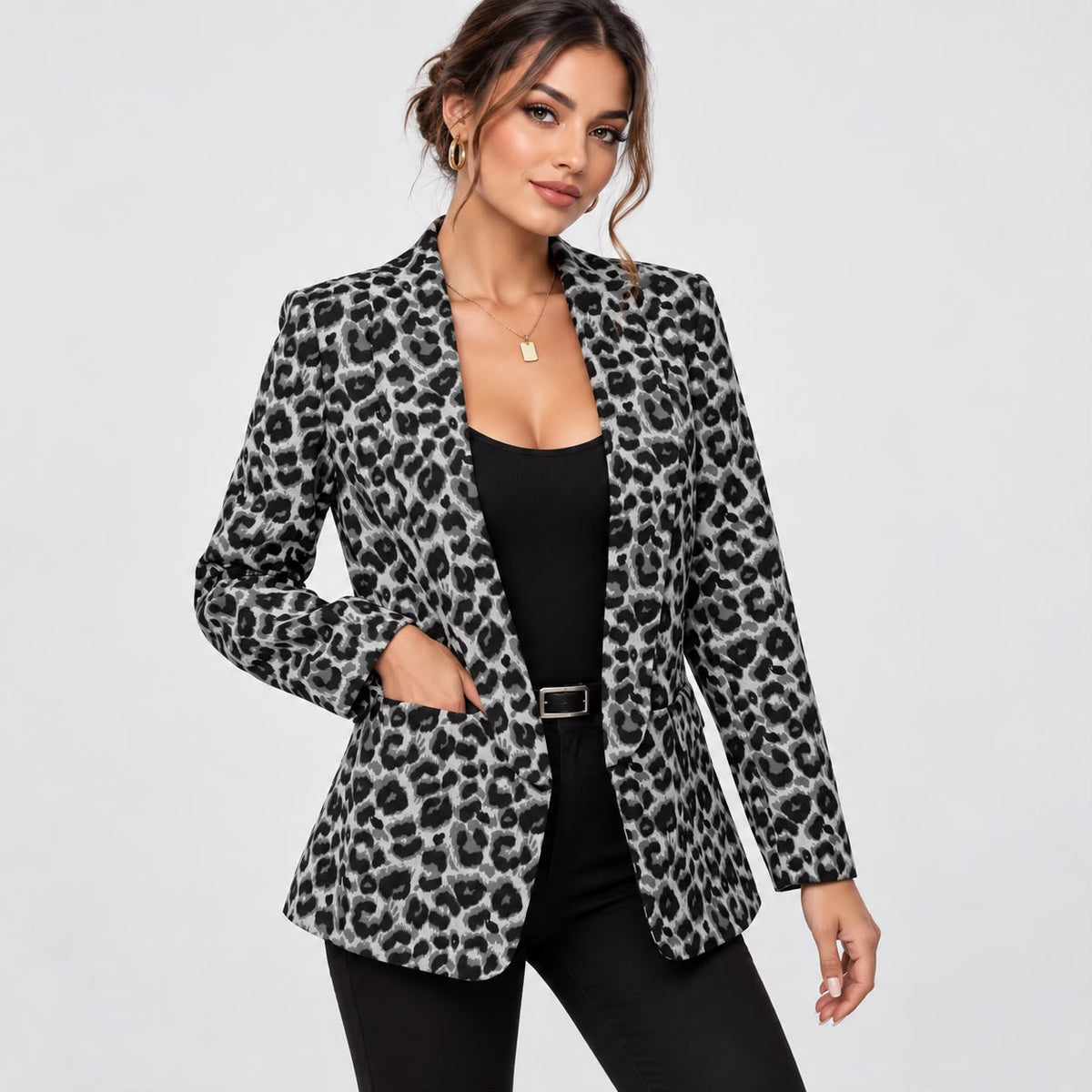 Blazer Léopard Élégant – Allure Féminine