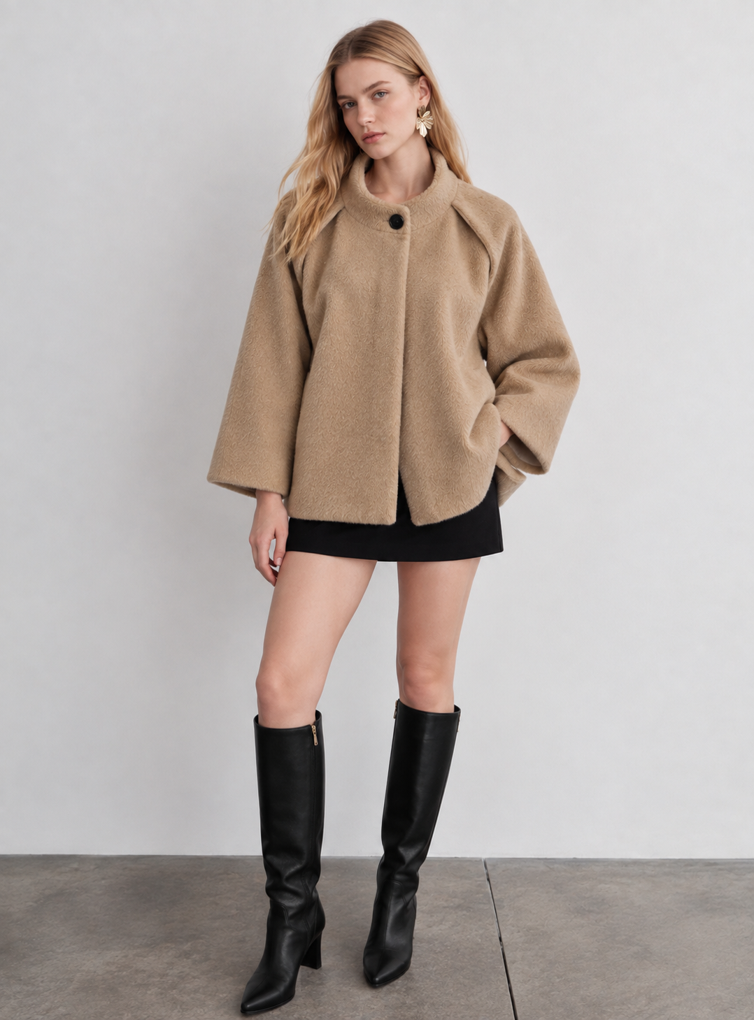 Veste Courte Oversize finition en cachemire