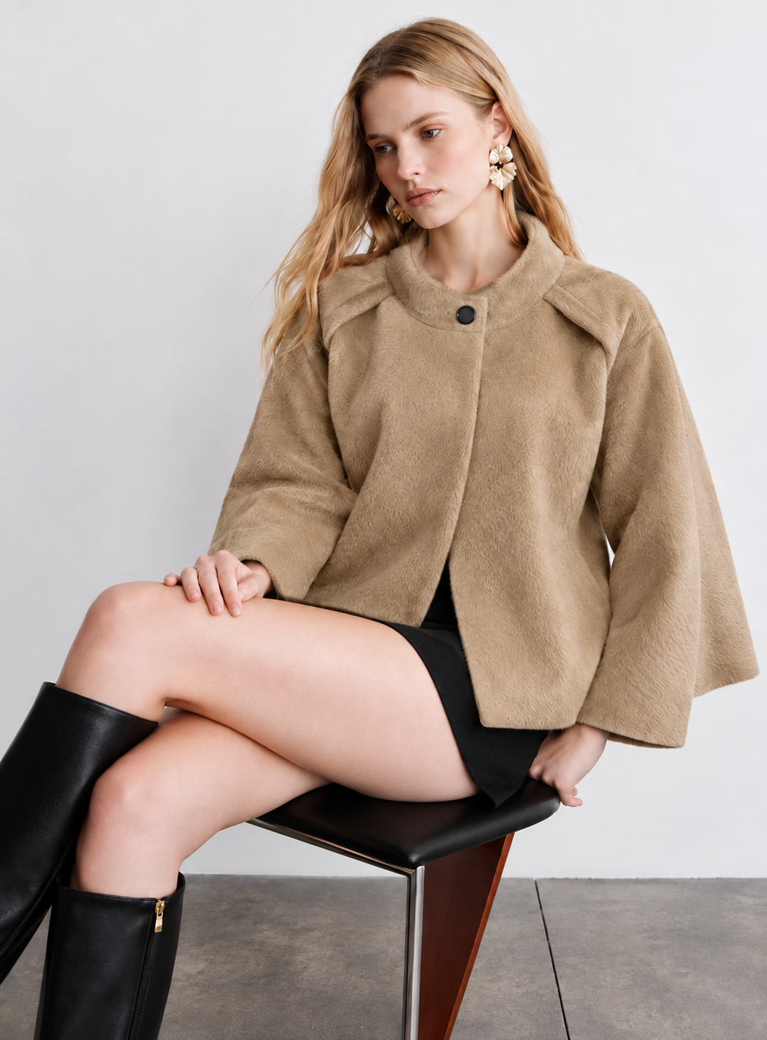 Veste Courte Oversize finition en cachemire