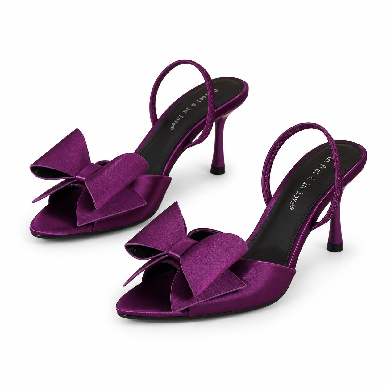 Sandales à Talons Slingback avec Grand Nœud Décoratif