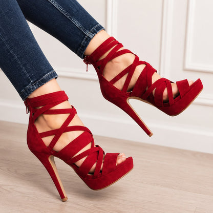 Sandales à Talons Gladiateur avec Brides Croisées
