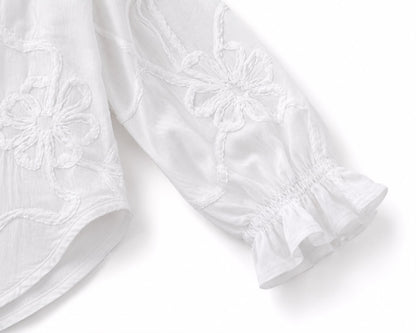 Blouse Femme Brodée à Col V