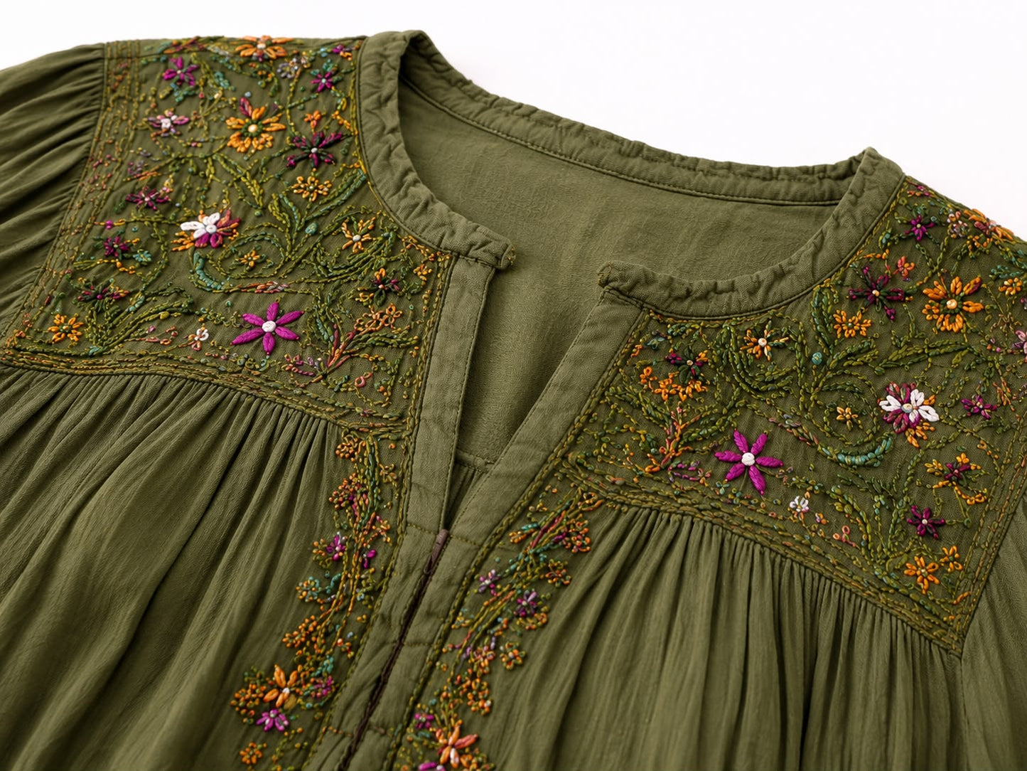 Blouse Femme Bohème Brodée à Col V