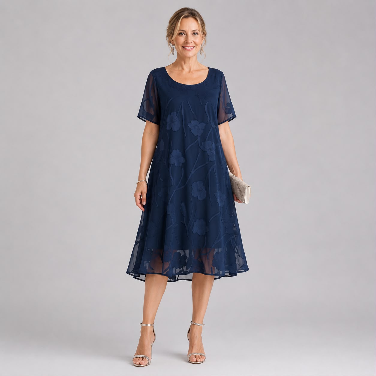 Robe Midi en Voile Fleuri