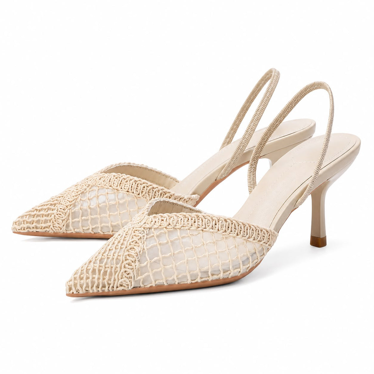 Escarpins Slingback en Maille à Talon Aiguille