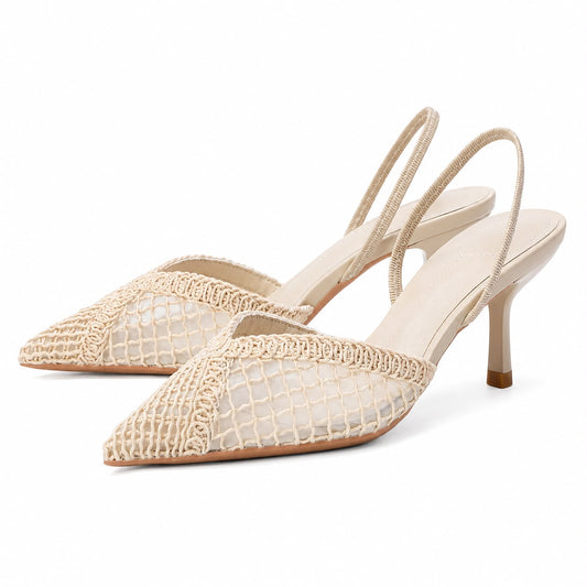 Escarpins Slingback en Maille à Talon Aiguille