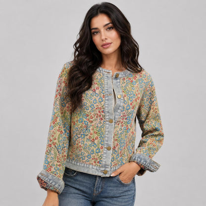 Veste Denim Fleurie – Charme Bohème
