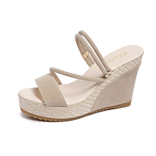 Sandales Compensées Élégantes à Brides Minimalistes