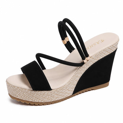 Sandales Compensées Élégantes à Brides Minimalistes