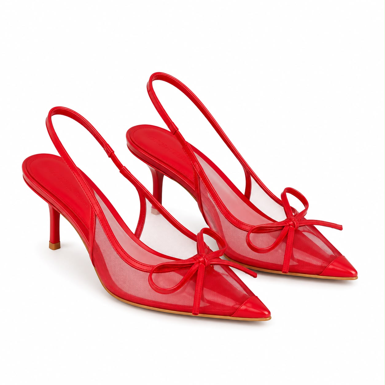 Escarpins Slingback en Tulle Transparent avec Nœud Délicat