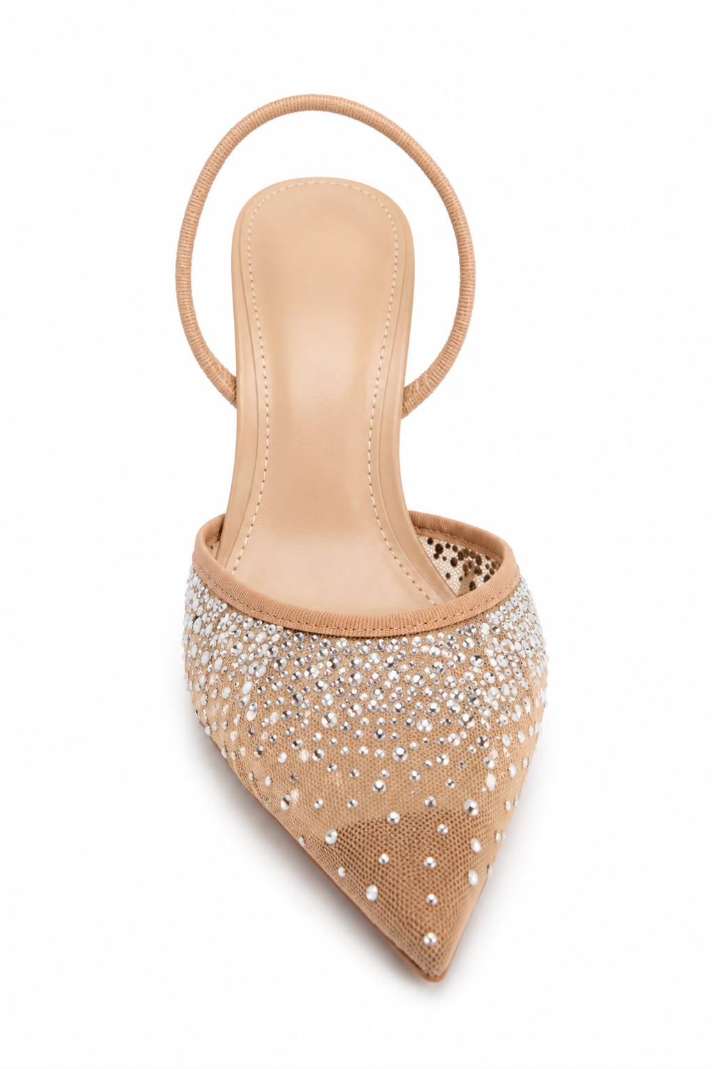 Escarpins Slingback en Tulle Ornés de Strass