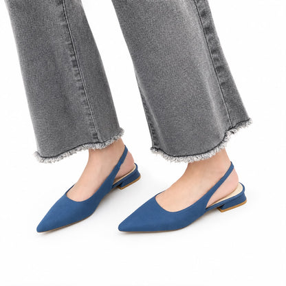 Escarpins Slingback à Bout Pointu et Talon Bas