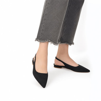 Escarpins Slingback à Bout Pointu et Talon Bas