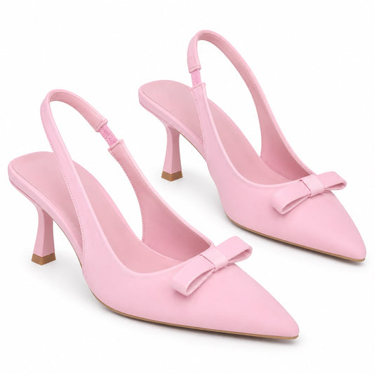 Escarpins Slingback à Talon avec Nœud Élégant