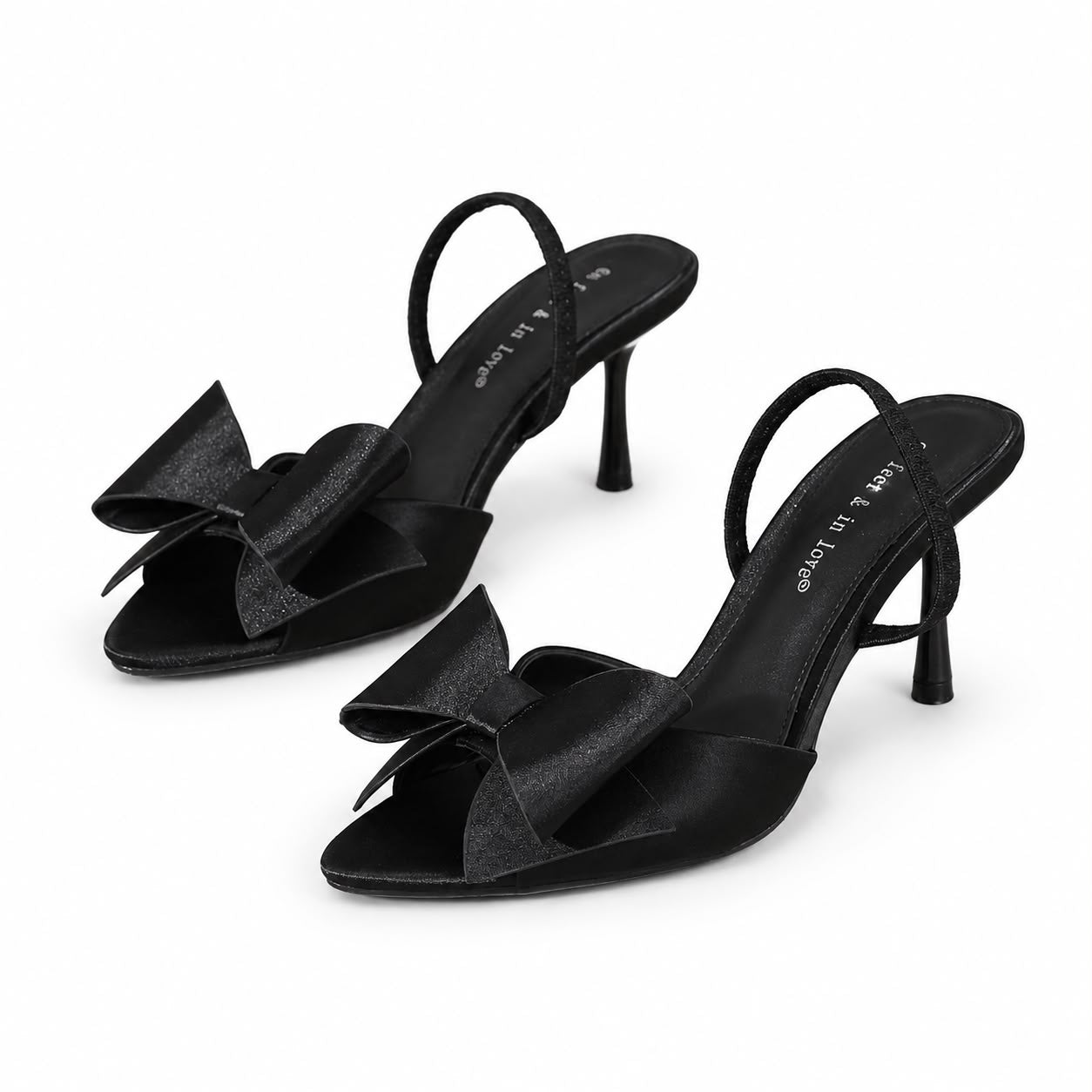 Sandales à Talons Slingback avec Grand Nœud Décoratif