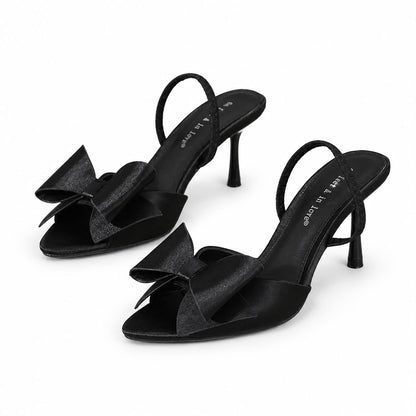 Sandales à Talons Slingback avec Grand Nœud Décoratif