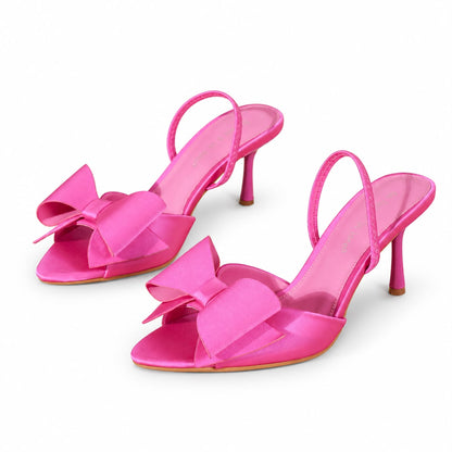 Sandales à Talons Slingback avec Grand Nœud Décoratif