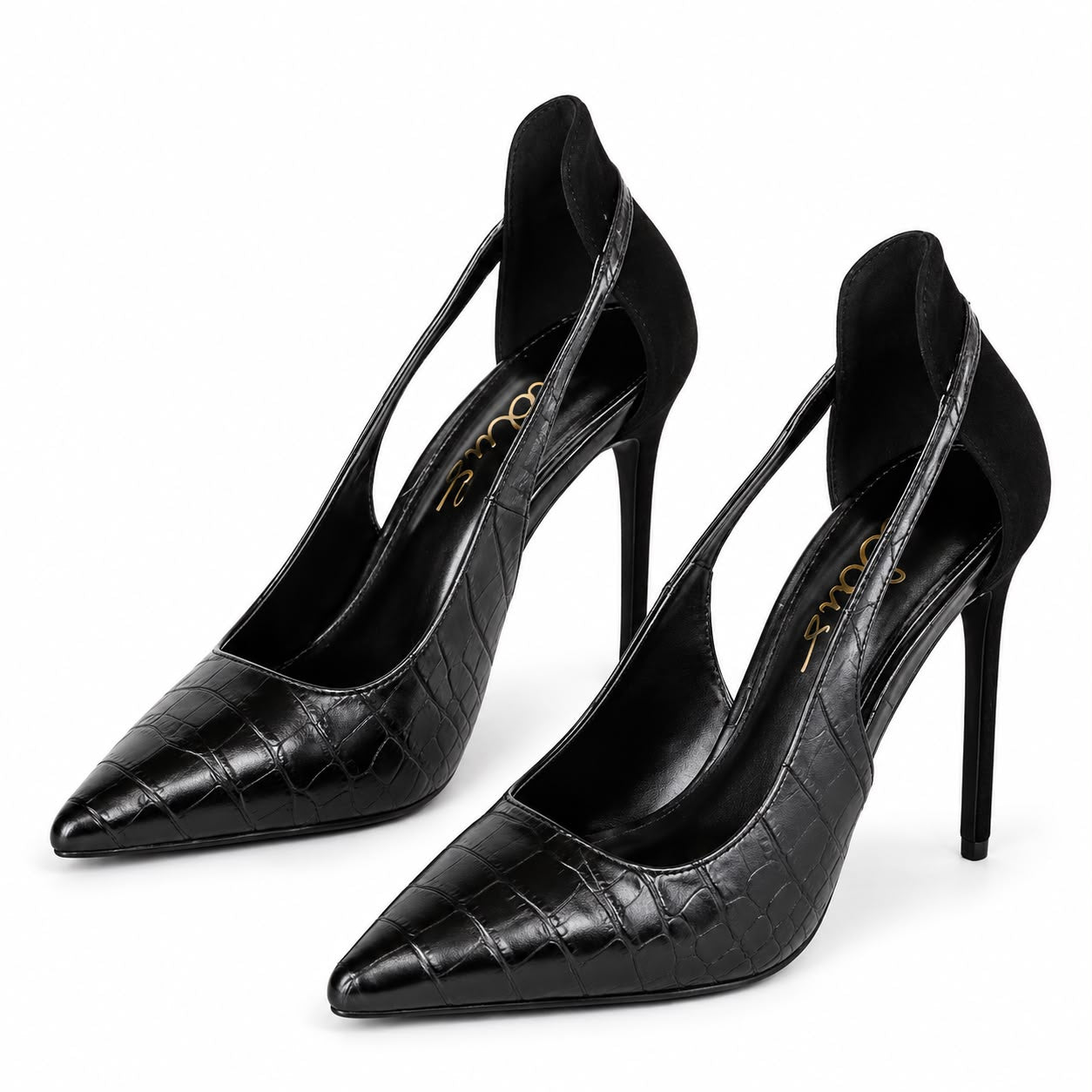 Escarpins à Talons Aiguilles Effet Croco à Bout Pointu