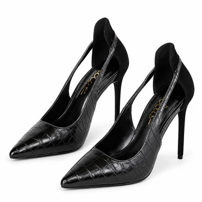 Escarpins à Talons Aiguilles Effet Croco à Bout Pointu