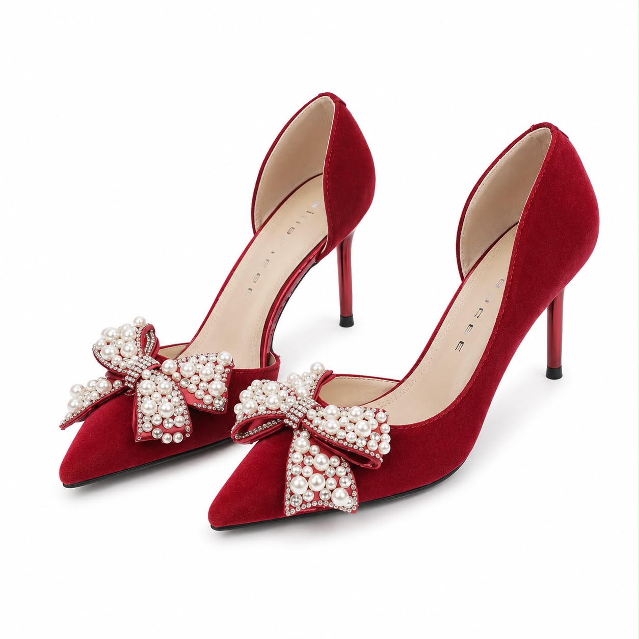 Escarpins de Cérémonie à Talons Aiguilles avec Nœud Perlé