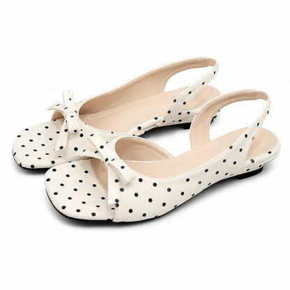 Sandales Slingback à Pois avec Nœud Élégant