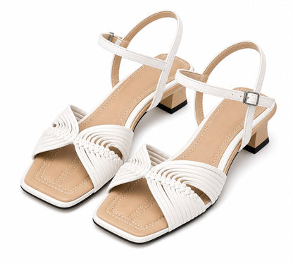 Sandales Élégantes à Talon Bas avec Brides Croisées