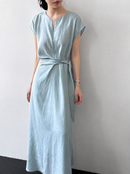 Robe Longue Minimaliste à Ceinture Nouée