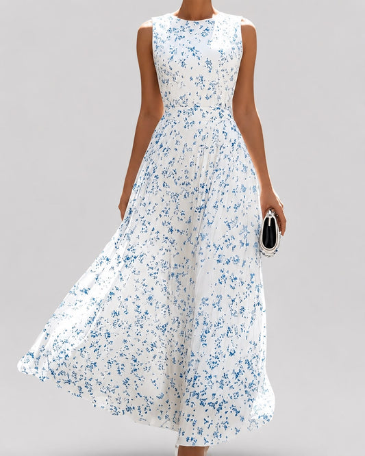 Robe Longue Plissée à Imprimé Floral
