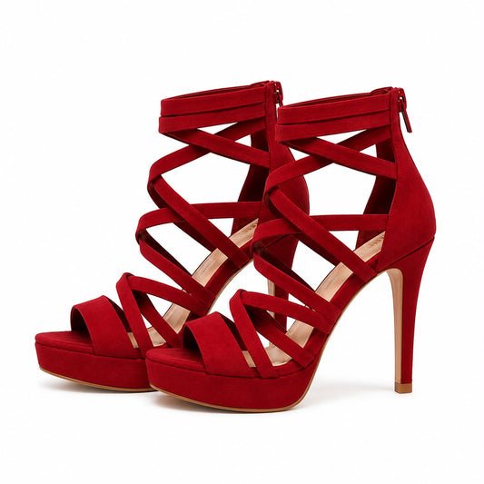 Sandales à Talons Gladiateur avec Brides Croisées