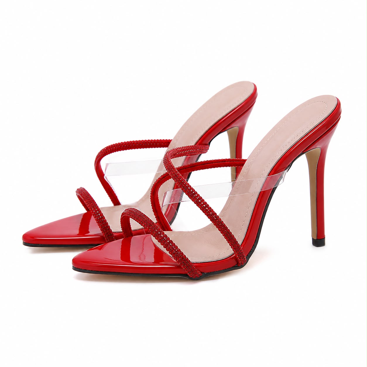 Sandales à talons aiguilles avec brides scintillantes