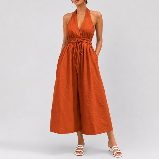 Combinaison Longue Dos Nu à Col Halter