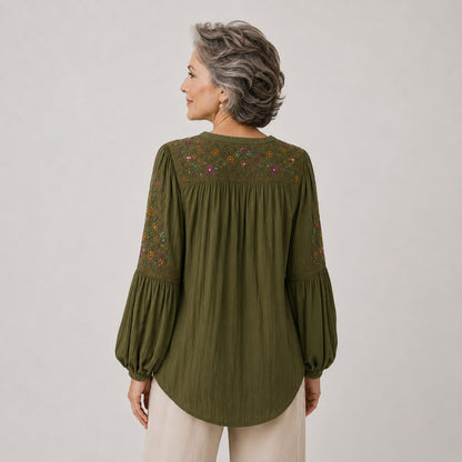 Blouse Femme Bohème Brodée à Col V