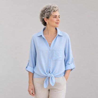 Chemise à Nœud avec Dentelle au Dos
