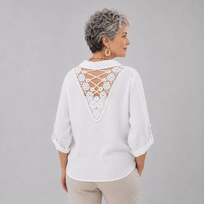 Chemise à Nœud avec Dentelle au Dos