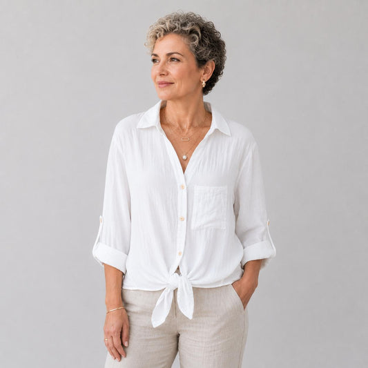 Chemise à Nœud avec Dentelle au Dos