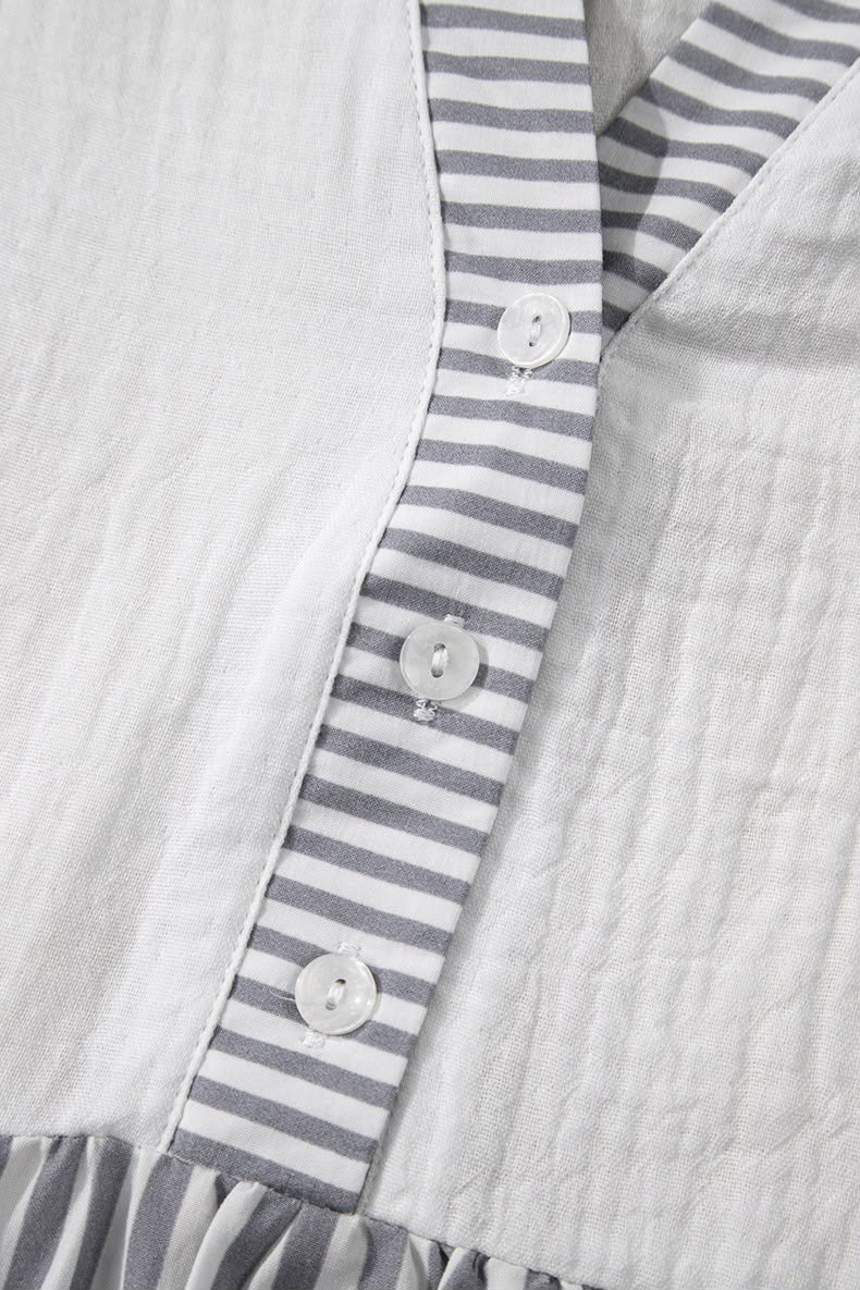 Blouse à Rayures et Coupe Ample Col V