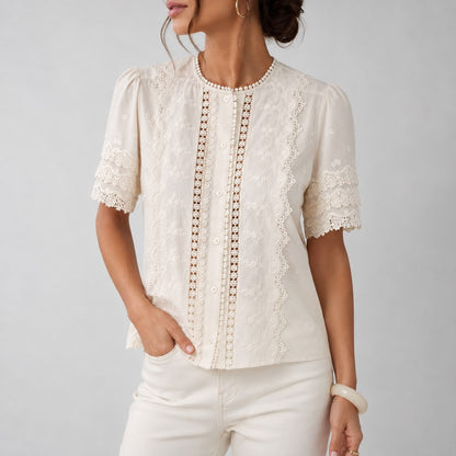 Blouse en Dentelle Brodée