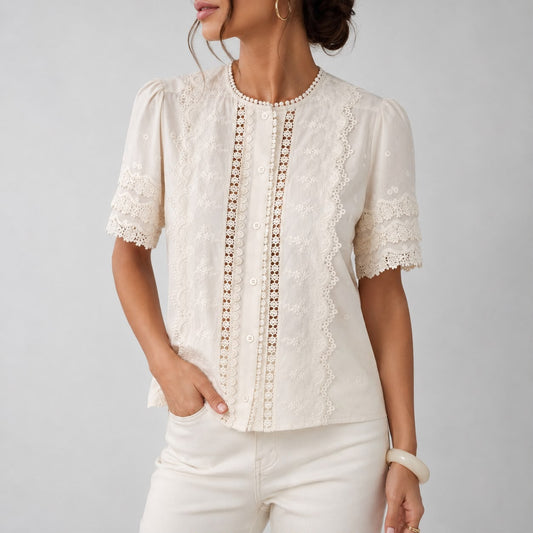 Blouse en Dentelle Brodée