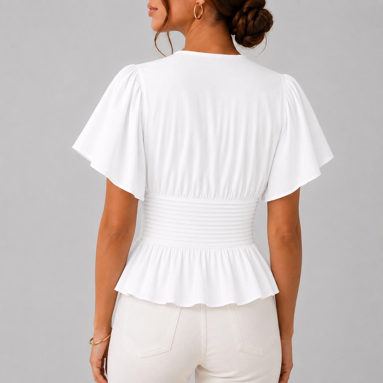 Blouse Plissée à Taille Cintrée