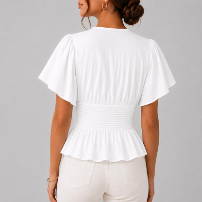 Blouse Plissée à Taille Cintrée