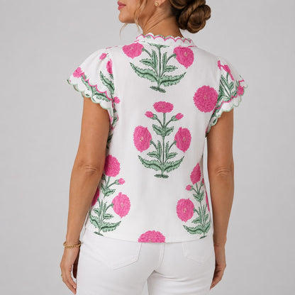 Blouse Imprimée à Col V