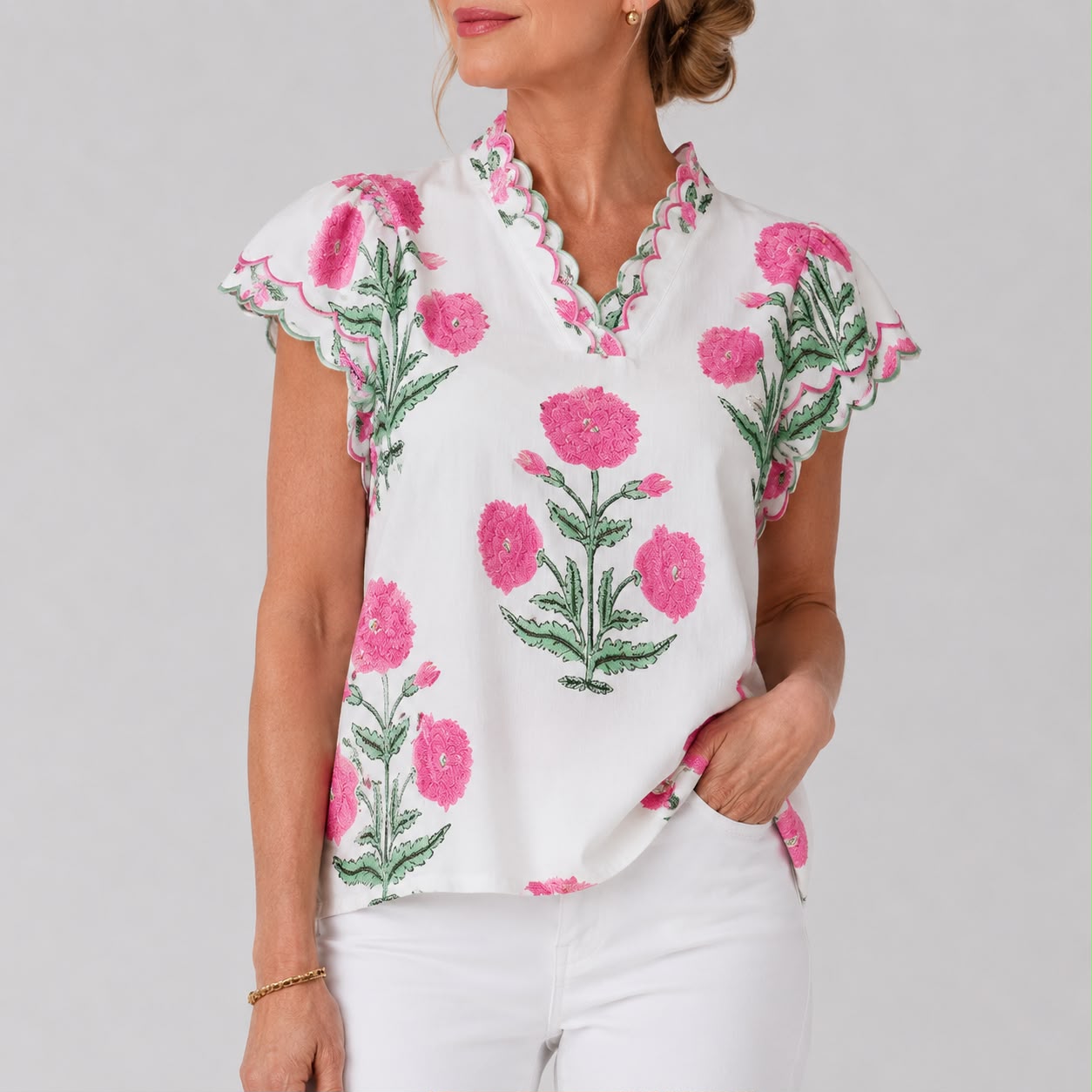Blouse Imprimée à Col V