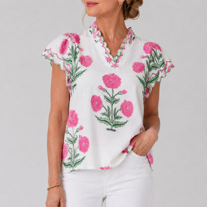 Blouse Imprimée à Col V