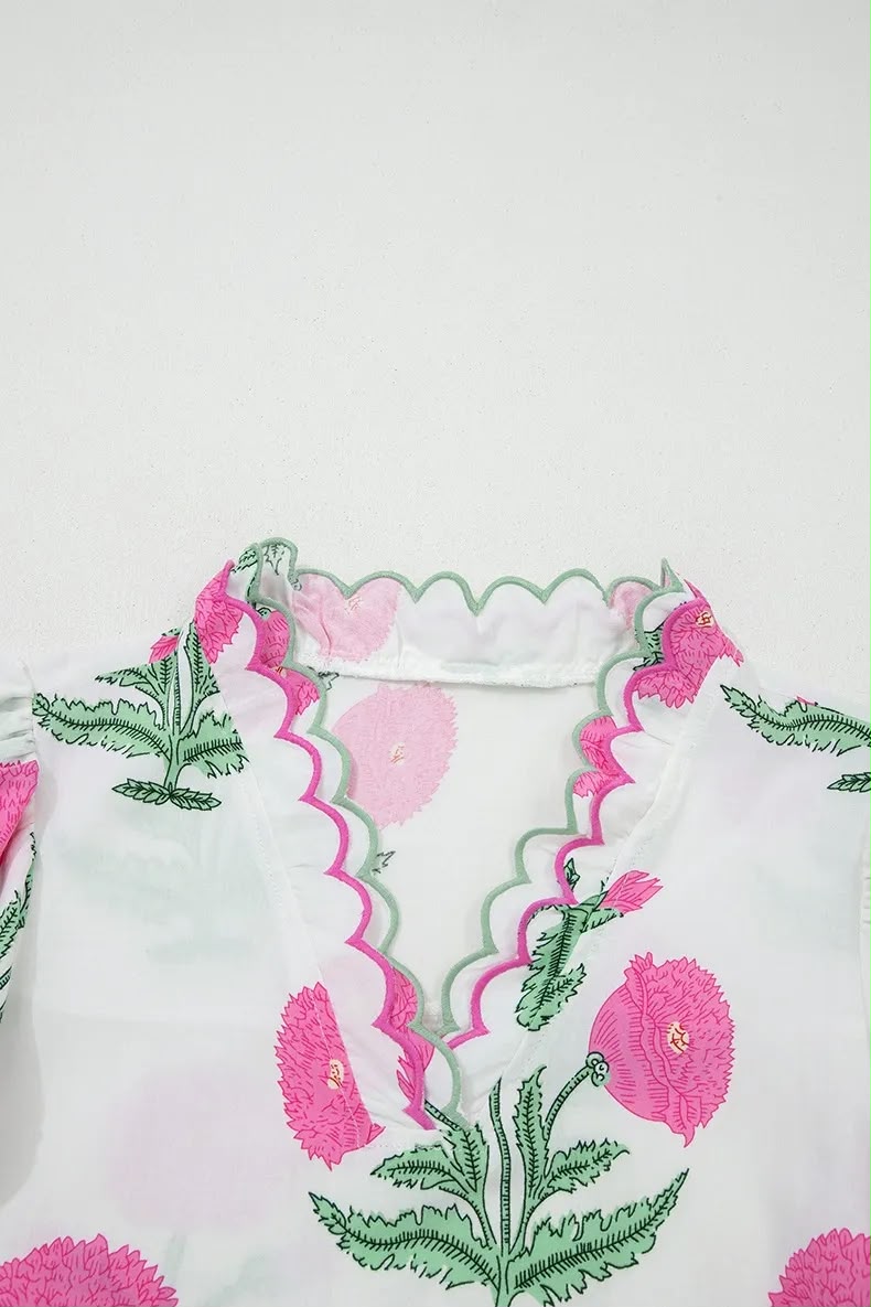 Blouse Imprimée à Col V