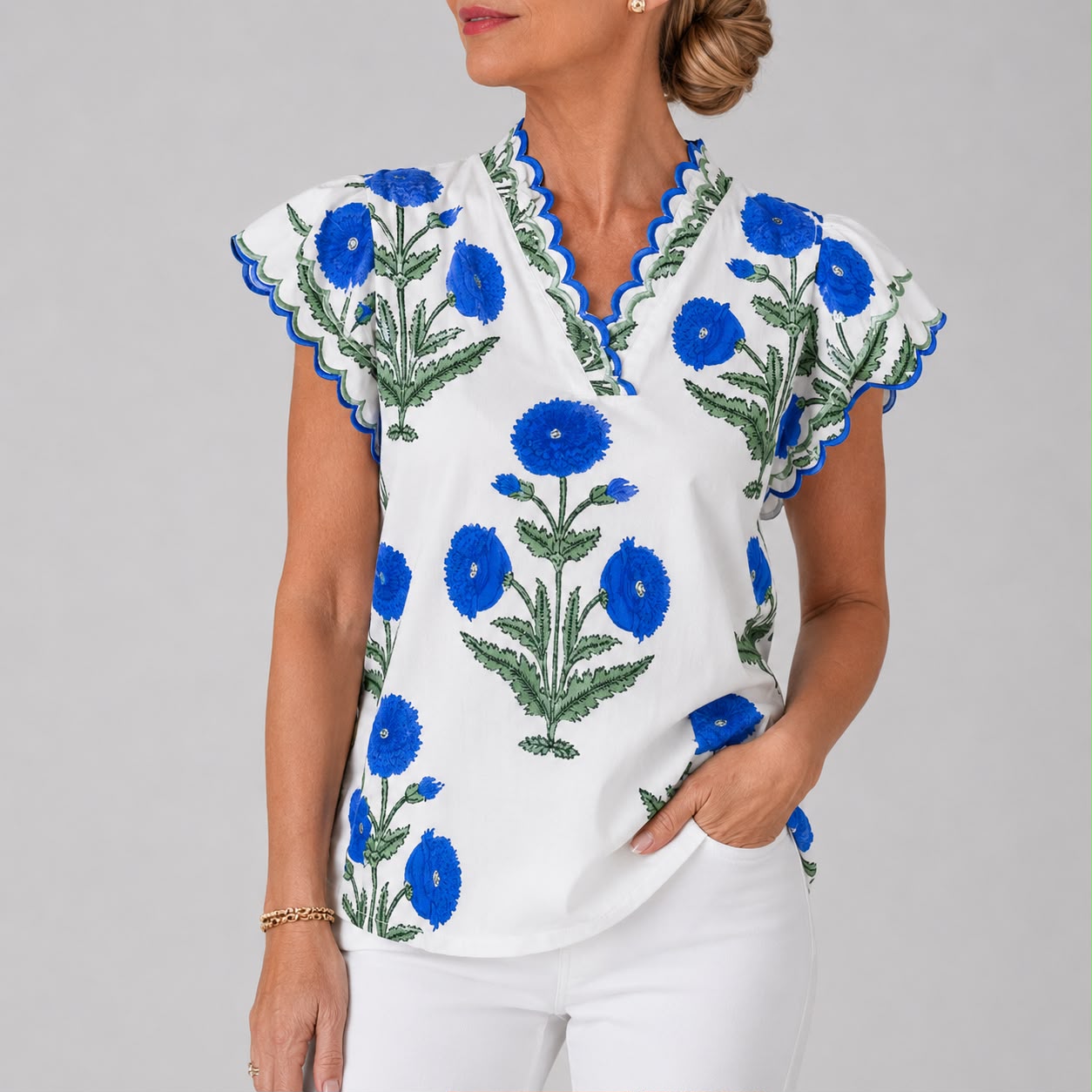 Blouse Imprimée à Col V