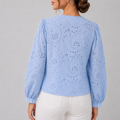 Blouse Brodée à Volants