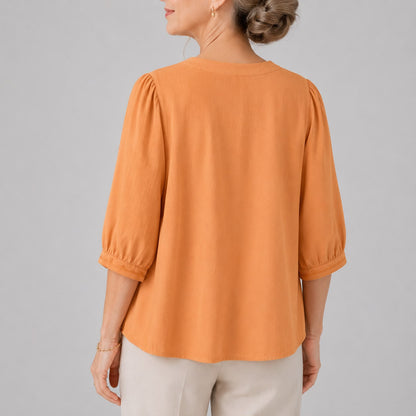Blouse Brodée à Col V