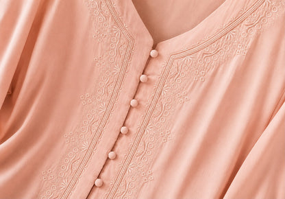 Blouse Brodée à Col V