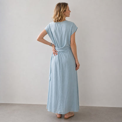 Robe Longue Minimaliste à Ceinture Nouée